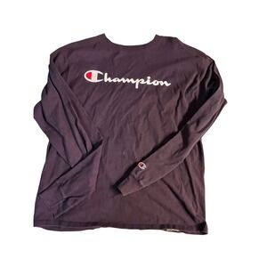 Champion Long Sleeve Vintage Blue With White Logo Shirt Size Large